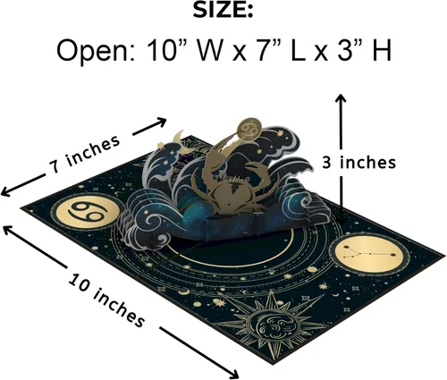 Miniatura 2 de iGifts And Cards Tarjeta desplegable de cumpleaños del zodiaco de cáncer, felicitación de horóscopo de astrología 3D con tarjeta de notas y sobre