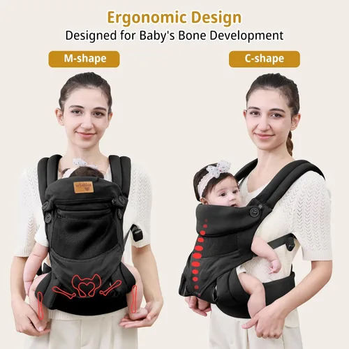 Miniatura 2 de Portabebés para recién nacidos hasta niños pequeños, ergonómico, seguro, suave, transpirable, portabebés para bebés con soporte ajustable