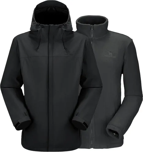 Miniatura 11 de CAMEL CROWN - Chaqueta de esquí para hombre 3 en 1, chaqueta de invierno impermeable para nieve, cortavientos, con capucha y forro polar cálido Gris
