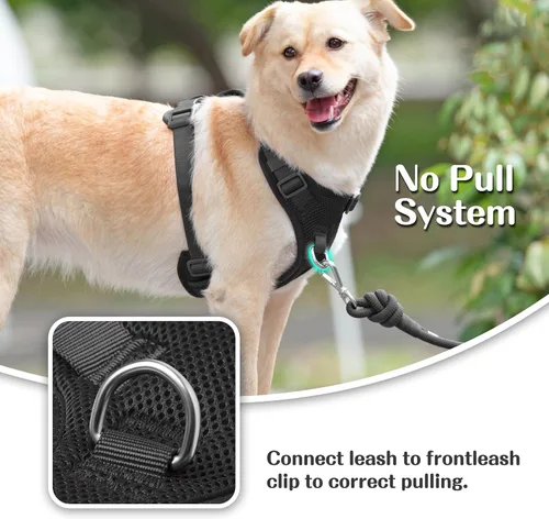 Miniatura 2 de Arnés sin tirones para perros pequeños, medianos y grandes, chaleco de malla ajustable de 2 capas con doble clip, a prueba de escapes, liberación
