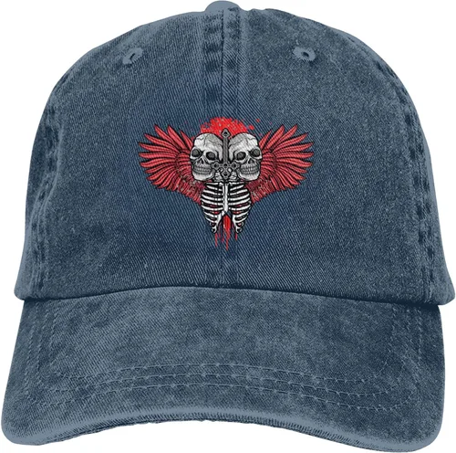 Miniatura 9 de Cowboy Hat Trendy Hats for Man and Women Djustable Four Season Outdoor Baseball Cap of Hell Skull with Angel Navy Blue