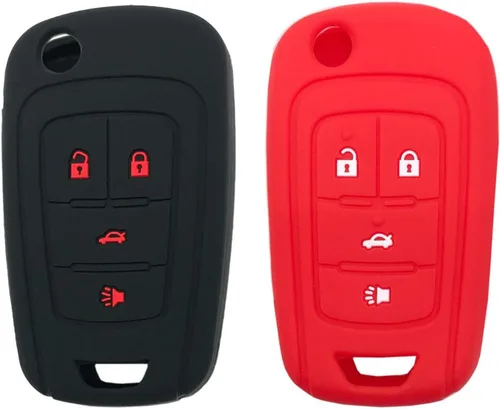 Miniatura 3 de Funda Protectora de Silicona para Llavero Compatible con Chevy Camaro Cruze Malibu Equinox Sonic Impala Llavero de Entrada sin Llave (Negro)