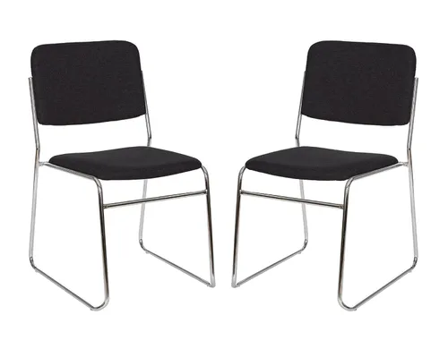 OEF Furnishings OEF8660/2 Silla apilable acolchada de tela de grado comercial (negro, paquete de 2)