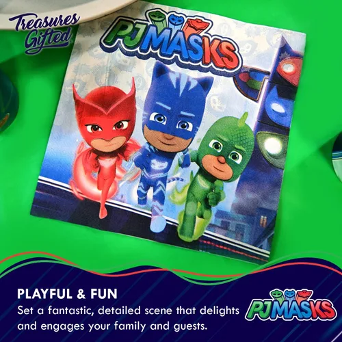 Miniatura 4 de Treasures Gifted Servilletas de PJ Masks con licencia oficial, paquete de 16 – Suministros de fiesta de PJ Masks – Suministros para fiesta