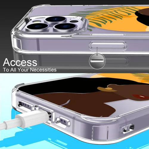 Miniatura 6 de LUHOURI Funda para iPhone 15 Pro con protector de pantalla, acrílico transparente Funda protectora de carga inalámbrica, ajuste delgado, diseños