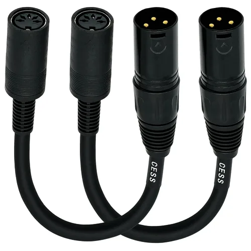 CNCESS CESS-279 DIN - Cable adaptador MIDI hembra de 5 pines a XLR macho de 3 pines, cable convertidor de 6 pulgadas para sintetizadores, teclados,