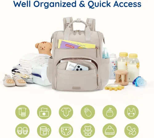 Miniatura 3 de mommore Mochila de neopreno para pañales de bebé, pequeña y ligera, resistente al agua, para niños y niñas, recién nacidos, con cambiador, correas