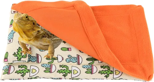 Miniatura 8 de Cama de dragón barbudo con almohada, saco de dormir de lagarto, manta suave y cálida, terrarios accesorios para reptil, lagarto y dragón barbudo Azul