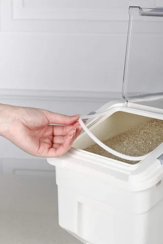 Miniatura 8 de EonTone - Paquete de 4 contenedores de almacenamiento de ingredientes (25 L paquete de 2) (15 L paquete de 2) con ruedas y tapa con traba sellada PP