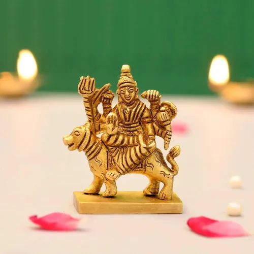 LOVENSPIRE Estatua de diosa Lakshmi de latón macizo para Pooja (3.5 pulgadas) – Ídolo de la deidad espiritual india para decoración de mandir del