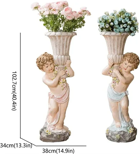 Miniatura 2 de OLOTU Elegante jarrón de resina de 40.4 pulgadas, de alta calidad y aspecto elegante, floreros grandes eclécticos para el hogar, lindo arreglo