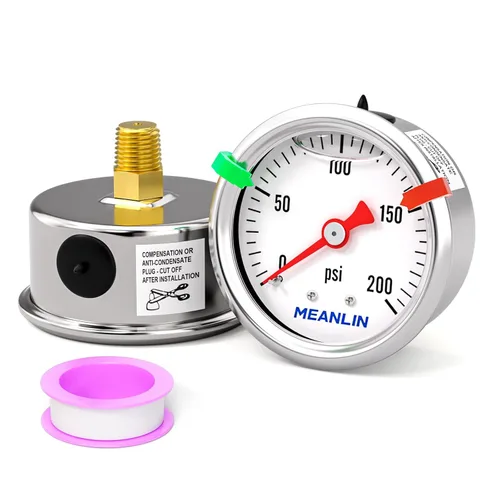 Miniatura 24 de MEANLIN MEASURE - Manómetro de presión de 0~60 psi, relleno de glicerina, esfera con cara de 1.5 pulgadas, NPT de 1/8 de pulgada, manómetro de acero