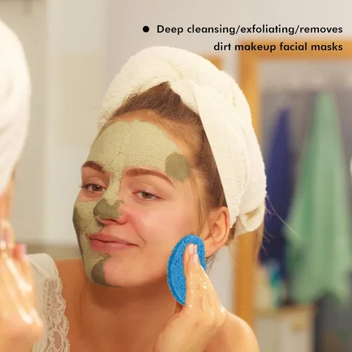 Miniatura 5 de Geiserailie 50 esponjas faciales comprimidas, maquillaje facial, esponjas cosméticas naturales de spa para mujeres, máscara exfoliante, eliminación