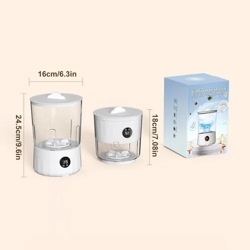 Miniatura 6 de Lavadora - Lavadora portátil Lavadoras portátiles para apartamentos Mini limpiador con 2 cubos para brasieres, calcetines, ropa de bebé, bragas