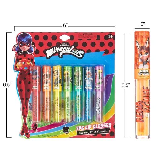Miniatura 6 de Miraculous Zag Heroez Lipgloss Collection - Juego de 7 brillos labiales con emocionantes sabores de frutas y aplicador de precisión tubos de brillo