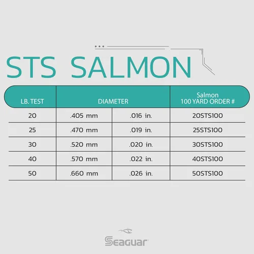 Miniatura 3 de Seaguar STS Salmon 100% Fluorocarbono Línea de Pesca Líder, carrete de 100 yardas, transparente, varios tamaños