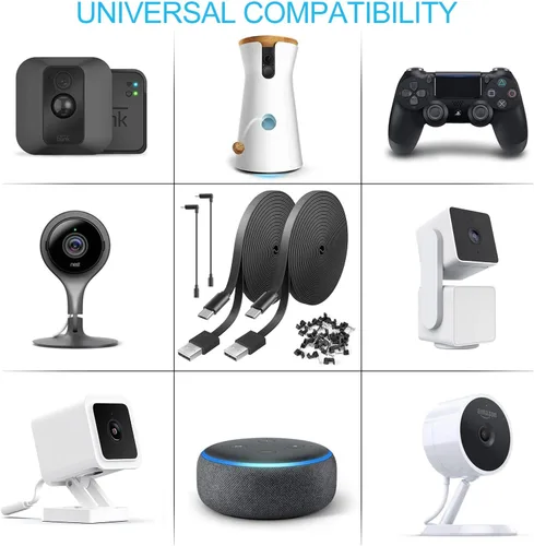 Miniatura 2 de Paquete de 2 cables de extensión de alimentación de 10 pies para WyzeCam, Wyze Cam v4/v3/OG/v3 Pro, WyzeCam Pan, WYZE Cam OG, KasaCam
