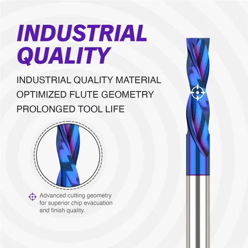 Miniatura 4 de ZahyoX Broca de enrutador de compresión de 1/4", broca CNC en espiral de corte hacia arriba y hacia abajo, fresa de carburo sólido con recubrimiento