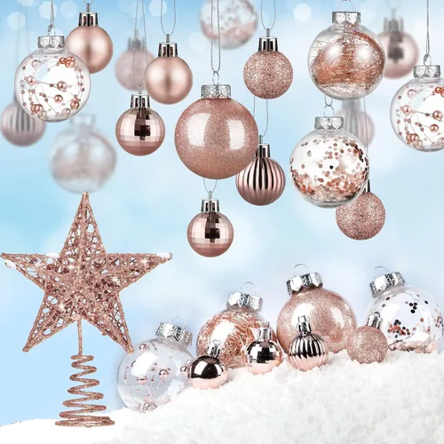 Miniatura 11 de BBTO Juego de adornos de esferas de Navidad con estrellas para árbol, adornos de árbol de plástico con estrellas transparentes para árbol, adorno