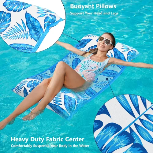 Miniatura 3 de Jasonwell Hamaca de Agua Flotadores para Piscina - PAQUETE DE 2 Flotadores de Hamaca de Piscina Inflables de Tela 4 en 1