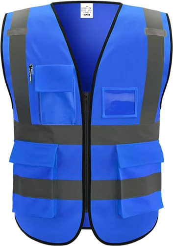 Miniatura 8 de XIAKE Chaleco de seguridad reflectante de alta visibilidad con 5 bolsillos para hombres y mujeres, chaleco de construcción de trabajo Amarillo