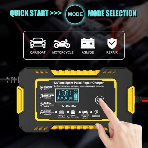 Miniatura 2 de Cargador de batería de coche de 12 V 6 A, cargador inteligente de batería para mantenimiento de batería de 12 voltios automotriz con compensación