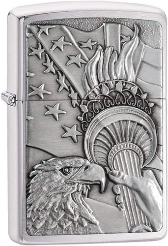 Zippo Encendedor de bolsillo Eagles Dare - Encendedores recargables con tapa abatible a prueba de viento - Encendedores de bolsillo con diseño Cromo