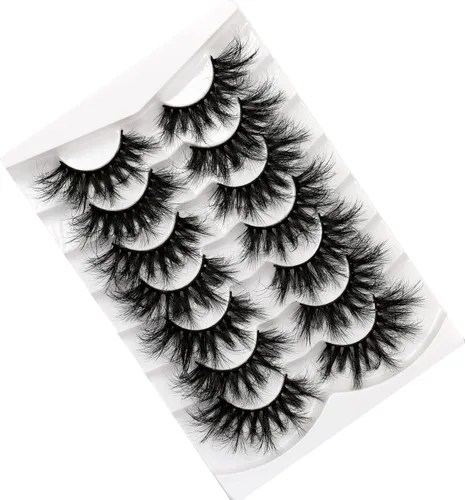 Miniatura 305 de Pooplunch - Pestañas postizas finas de visón sintético, estilo ojo de gato, naturales, cruzadas, tipo racimo, efecto 8D de volumen, tiras