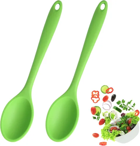 Miniatura 12 de 2 cucharas de silicona para cocinar, resistentes al calor, cucharas de mezcla antiadherentes para cocina, hornear, agitar, mezclar, herramientas