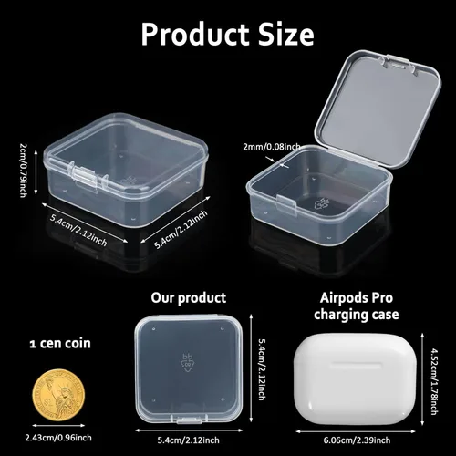 Miniatura 2 de SATINIOR 100 Piezas Cajas de Almacenamiento de Perlas de Plástico Transparente Cajas Pequeñas Claras con Tapa con Bisagras Estuche de Plástico
