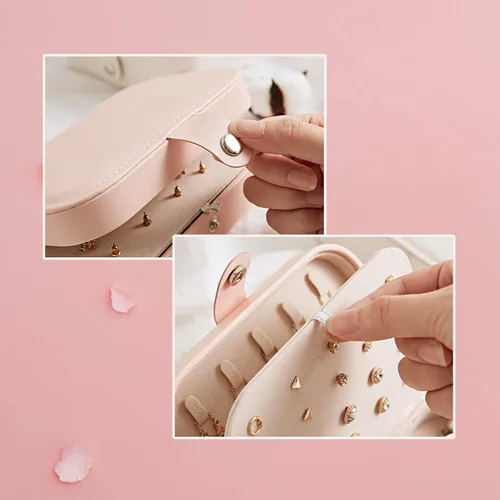 Miniatura 6 de KOKOFAN Organizador de joyas de viaje joyero de viaje para adolescentes y mujeres pequeño estuche de viaje para aretes collar y anillos caja