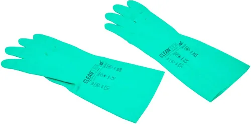 Miniatura 23 de Restaurantware Guantes de limpieza verdes, 10 pares de guantes de nitrilo de 15 mil de grosor, pequeños y resistentes con puño largo, forro