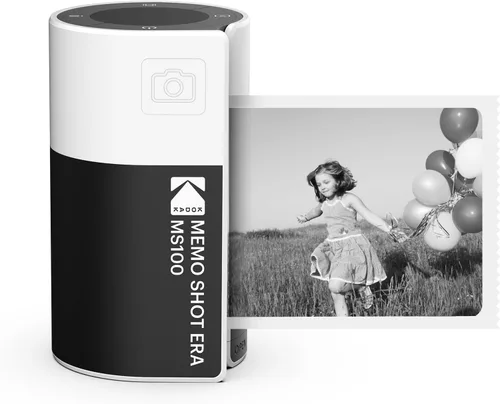 KODAK Memo Shot ERA - Cámara digital instantánea para niños y impresora de etiquetas fotográficas, color blanco (cámara con 1 rollo de cartucho de