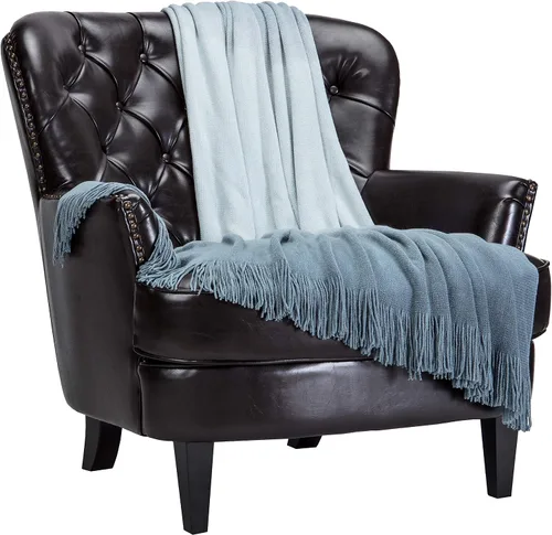 Miniatura 12 de Chanasya Manta acrílica súper suave con borlas en degradado gradual de alta calidad, cálida, acogedora, ligera y esponjosa para cama, sofá, silla