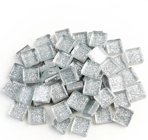 Azulejos de mosaico, azulejos de vidrio, piezas de vidrio de mosaico de cristal brillante cuadrado a granel para decoración del hogar o manualidades