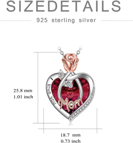 Miniatura 6 de POPKIMI Collares de corazón con diseño de rosas y flores, el mejor regalo para mamá, abuela, abuela, esposa, hija, novia, joyería de cumpleaños