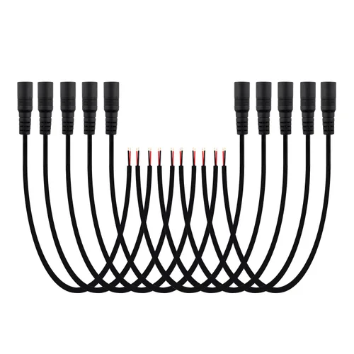 SIM&NAT DC hembra de 0.217 in x 0.083 in, adaptador de enchufe de enchufe de coleta, cable hembra de alimentación de CC de 20 pulgadas para cámara