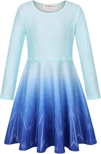 Miniatura 2 de LaBeca - Vestido sin mangas o de manga larga para niñas vestidos casuales con diseño de unicornio o sirena para niñas pequeñas o grandes
