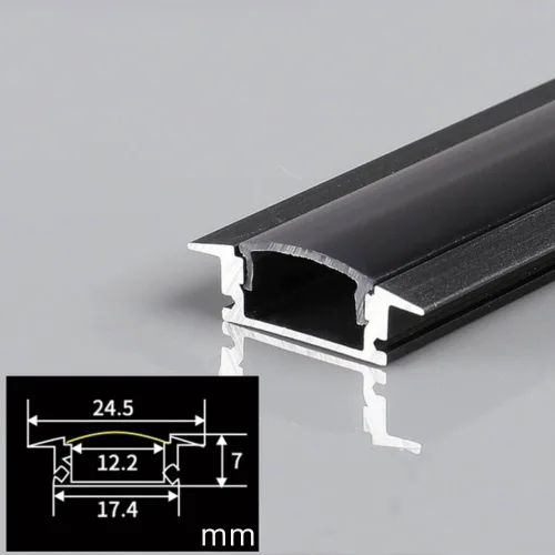 Miniatura 4 de Paquete de 10 canales de aluminio LED en forma de U de 3.3 pies con cubierta negra, tapas de extremo y clips de montaje, perfil de aluminio