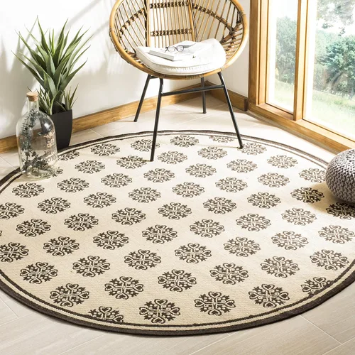Miniatura 29 de SAFAVIEH Alfombra lavable al aire libre Linden Collection – 6'7" cuadrada, crema y beige, no desprende pelusa y fácil de limpiar, ideal para patio
