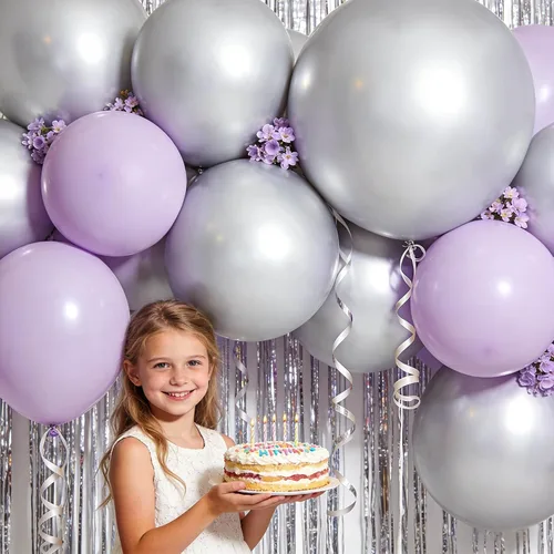 Miniatura 7 de 32 globos grandes de color plata perla de 18 pulgadas, globos redondos de látex grandes plateados para decoración de cumpleaños y boda. C16-perla