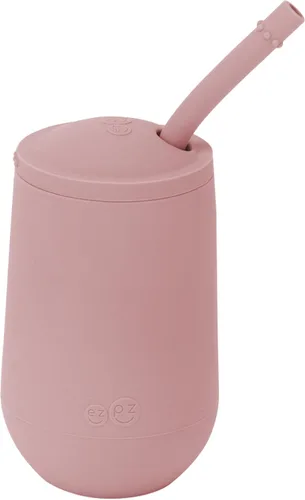 Miniatura 12 de ezpz Happy Cup + sistema de popote (azul) - 24 meses + - Taza 100% de silicona + popote para niños mayores + preescolares - Diseñado por un