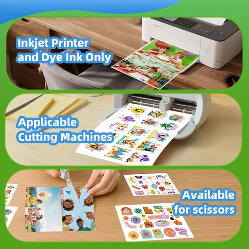 Miniatura 6 de Uinkit 100 hojas de papel fotográfico con etiquetas adhesivas brillantes imprimibles de 8.5 x 11 pulgadas, hoja completa de inyección de tinta