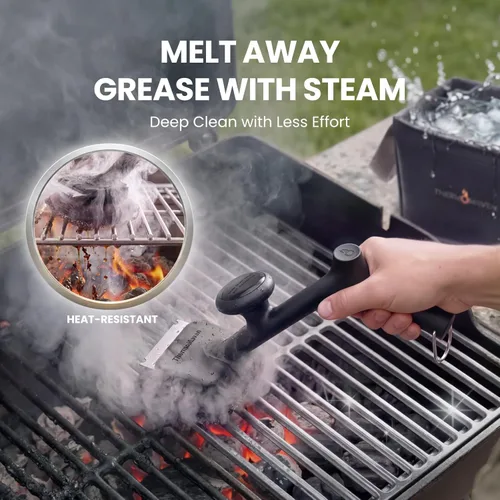 Miniatura 2 de ThermoMaven Cepillo para Parrilla de BBQ Sin Cerdas - Cepillo Limpiador de Parrilla de Vapor Seguro de 17" con Raspador y 3 Cabezales de Cepillo