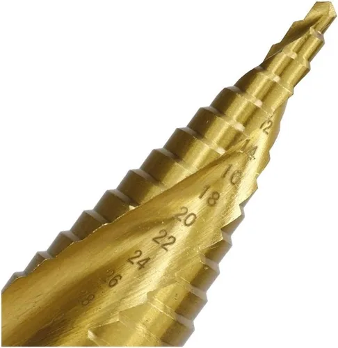 Miniatura 6 de Spiral Grooved Step Drill Bit Set HSS Titanium Hole Drilling Spiral Flute Cobalt Step Cone Drill,Carbide Step Drill Bit Woodworking Drill Bit HSS