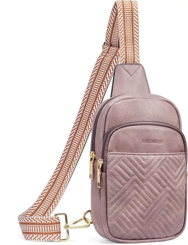 Miniatura 19 de BOSTANTEN Bolso bandolera acolchado, bolsos cruzados para mujer, bolso cruzado de cuero, riñonera con correa de guitarra ajustable