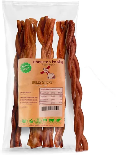 Miniatura 12 de chew-e&tasty Bully Sticks de 11 a 12 pulgadas para perros (paquete de 1 libra) – Golosinas para perros de un solo ingrediente de larga duración