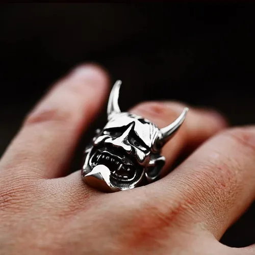 Miniatura 5 de Anillos de calavera de acero inoxidable, anillo de muerte grueso y vanguardista para hombres