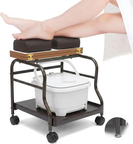 Miniatura 10 de Elitzia Carro Portátil de Pedicura con Reposapiés - Carro de Salón de Belleza y Baño de Pies para Uñas - Estación de Soporte Profesional ET27971