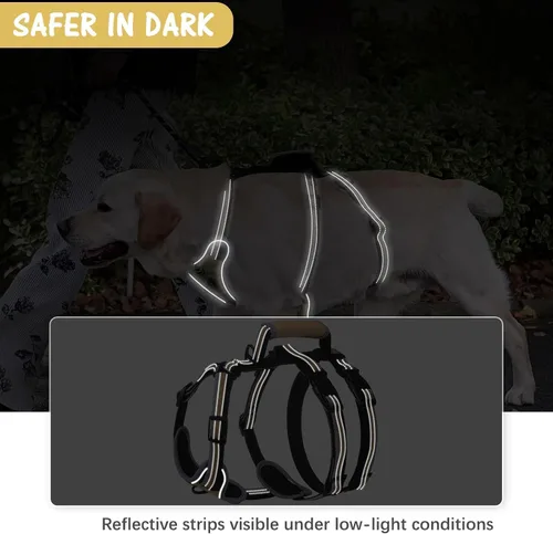 Miniatura 5 de Mihachi Arnés para perro a prueba de escapes, arnés para perro sin tirones con asa, suave acolchado reflectante y ajustable de cuerpo completo